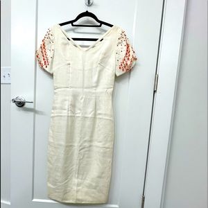 Off white vintage tight 1960s beaded dress